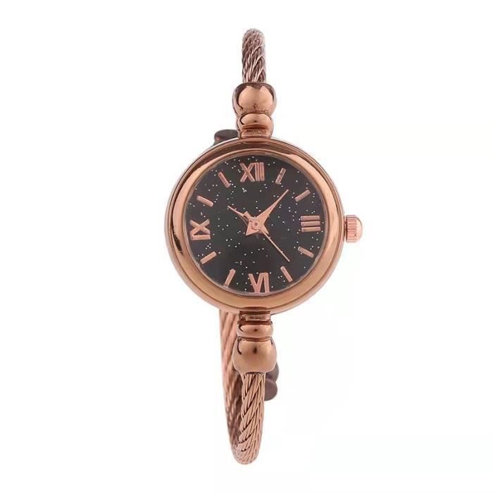 Relógio feminino RMEGA - Quartzo - Resistente à água - Analógico - Aço - Ouro rosa