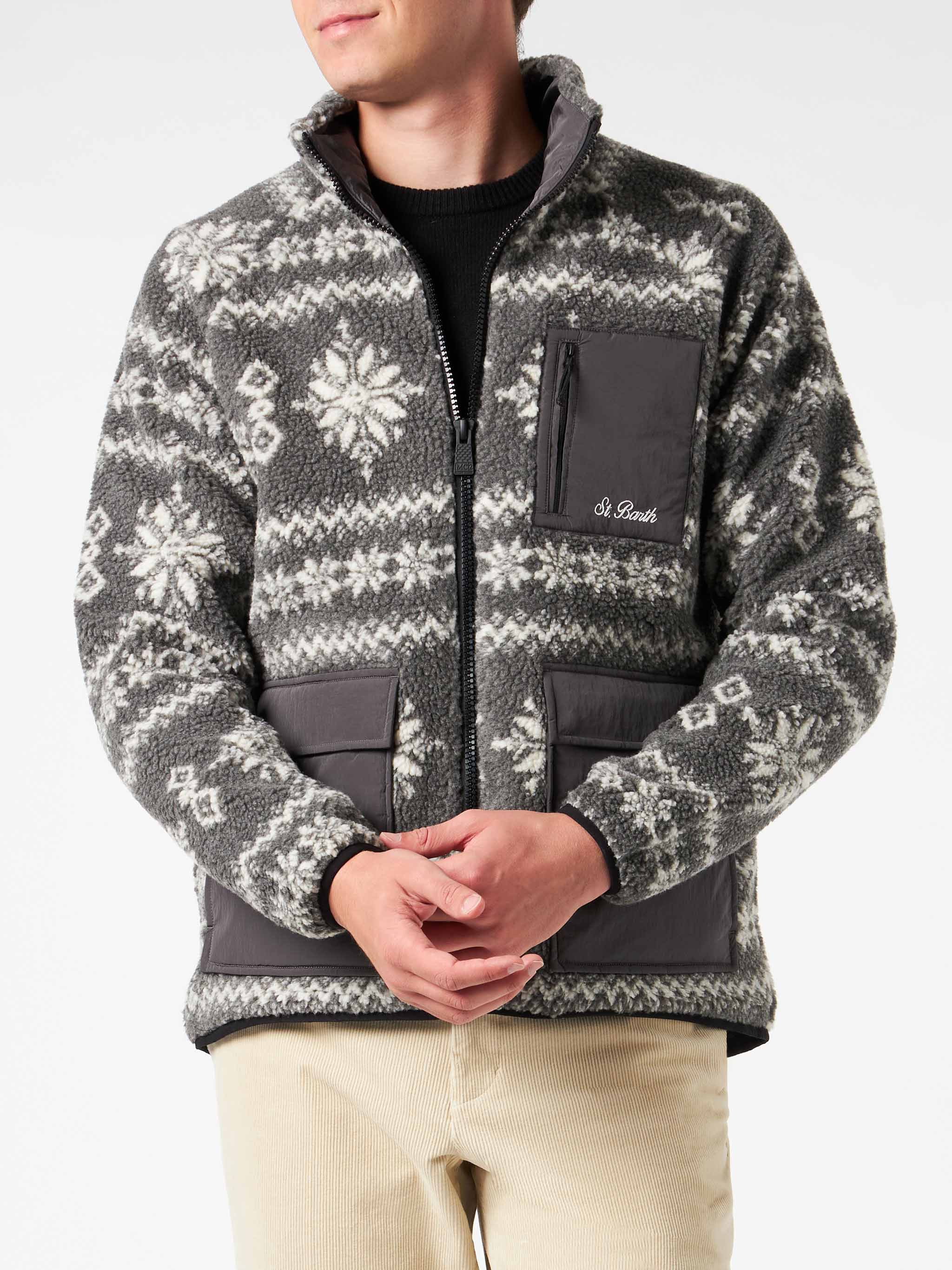 Sherpa-jas voor heren met Fair Isle-print
