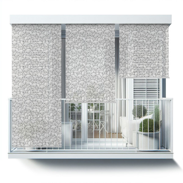 Roleta zewnętrzna - 40x180 cm -Psy rysowane czarno-białe