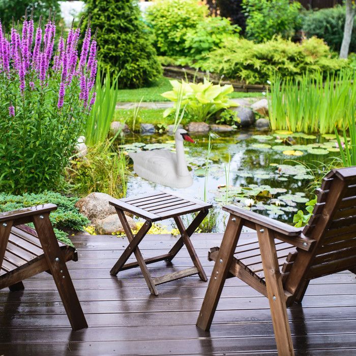 Relaxdays Déco de jardin cygne, flottant, pour attacher, plastique, résistant aux intempéries, figurine d'étang, blanc