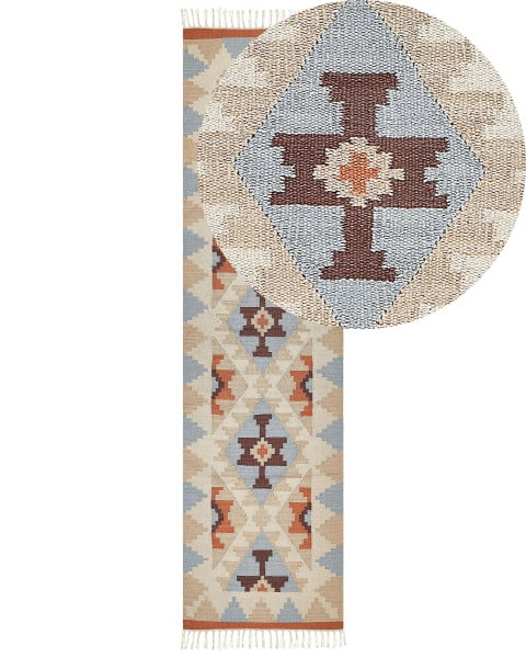 Dywan bawełniany kilim 80x300 cm wielokolorowy