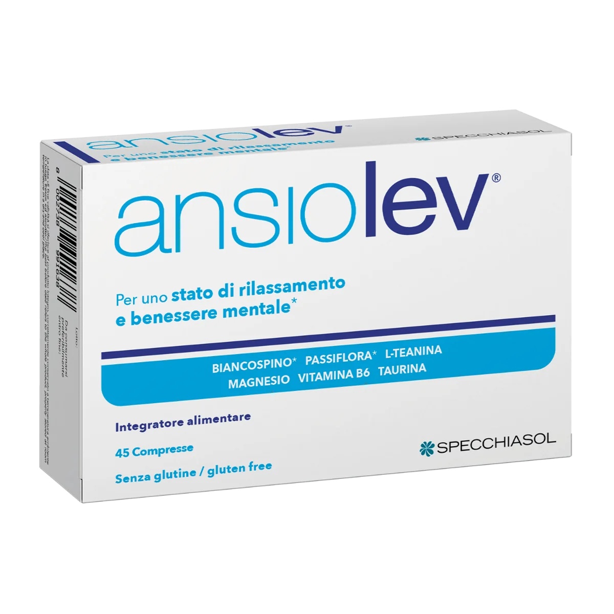 SPECCHIASOL Ansiolev 45 comprimidos Novo suplemento alimentar contra o estresse