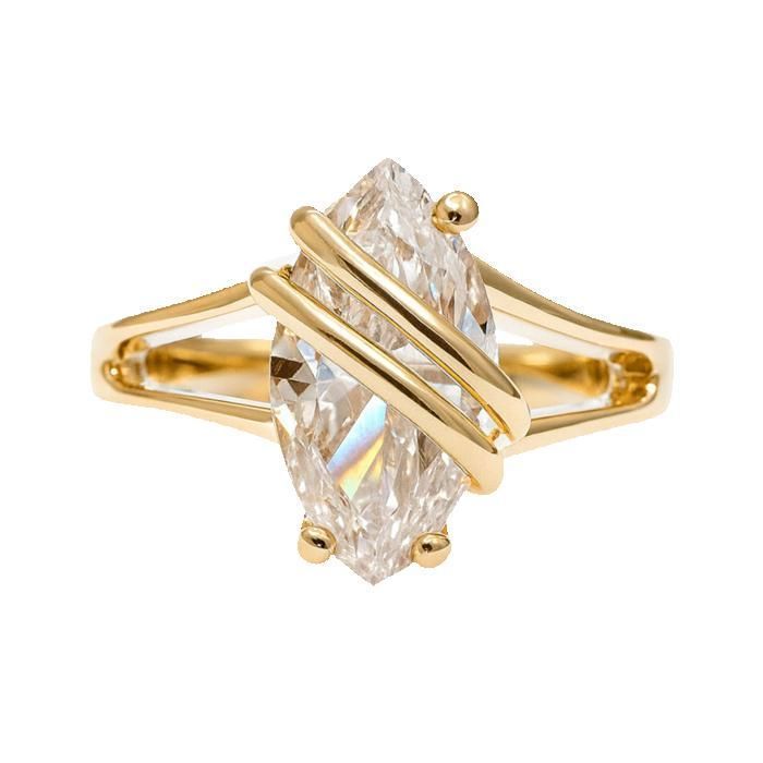 Women's 18K Gold Plated Ring – Marquise Cut Cubic Zirconia | Elegant Gold Ring, Gift Idea for Women