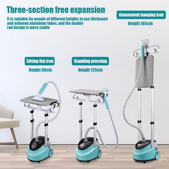 2-in-1 Vertical Garment Steamer, 2000W, 1.5L, Constant Steam Output of 40g/Min, 11 Steam Settings, 30-Second Heat-Up, Suitable for All Fabrics