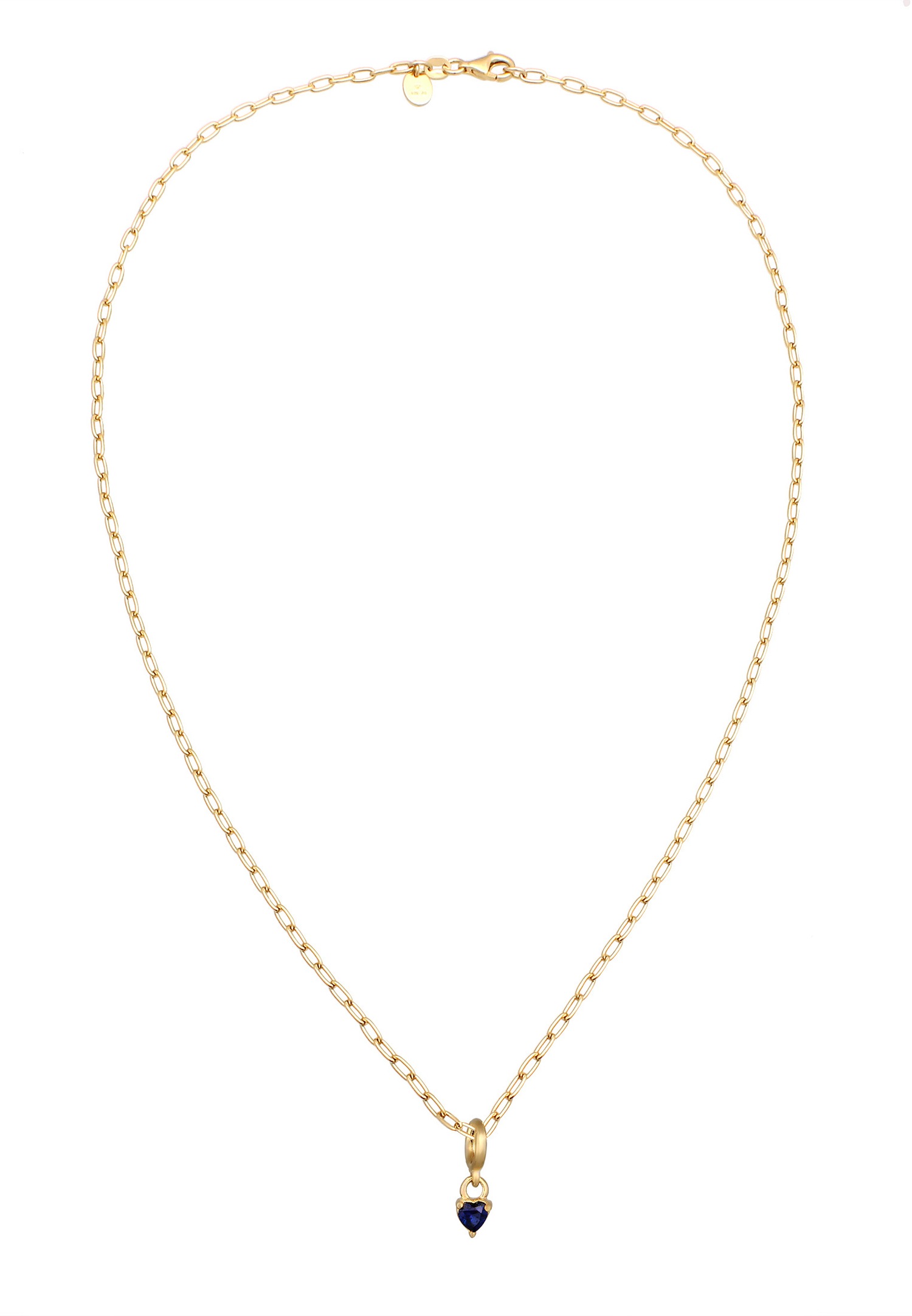 Elli PREMIUM Elli PREMIUM Collier avec Pierre Femmes Pendentif Coeur Fermoir Mousqueton Saphir Bleu foncé Argent Sterling 925 Plaqué Or 45 cm