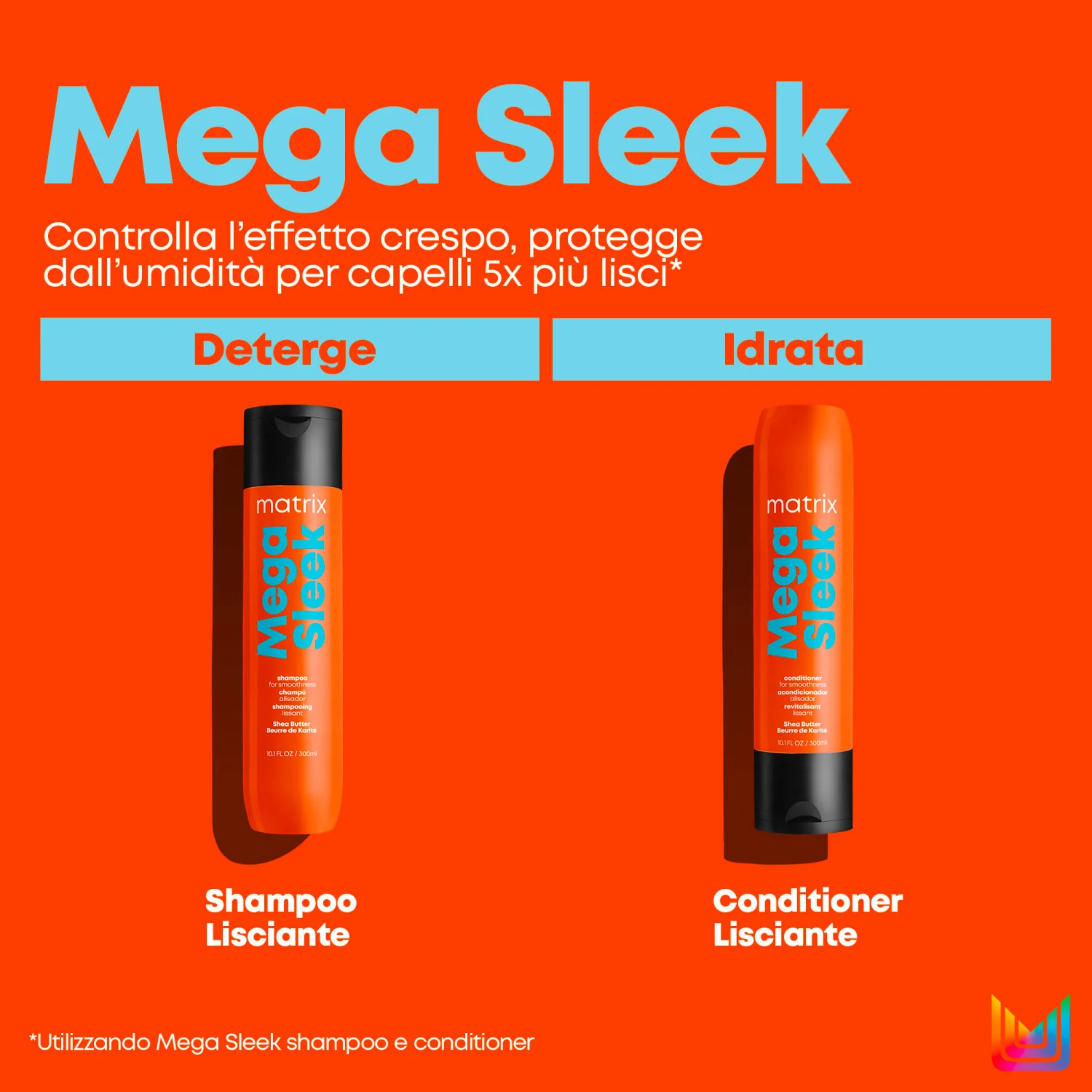 Total Results Mega Sleek Shampoo - Shampoo Lisciante, Shampoo Anticrespo