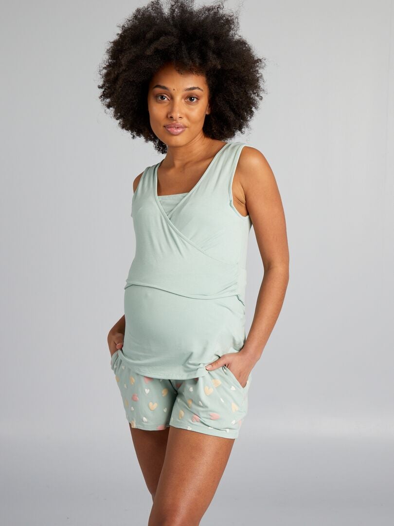 Conjunto de pijama de lactancia - 2 piezas - VERDE