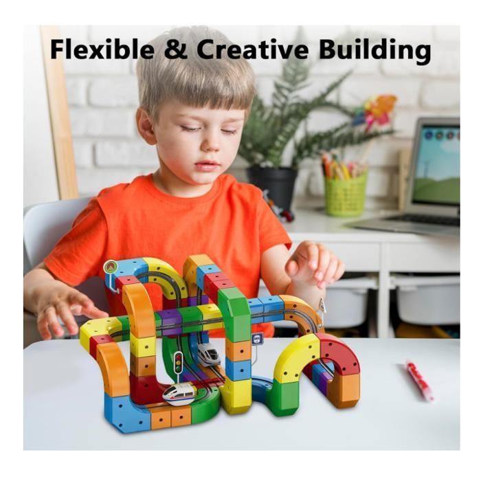 3pcs Magnetic Electric Train Set, Flexible Construction Track Set, Children's Gift for Christmas Birthday (51Pcs)