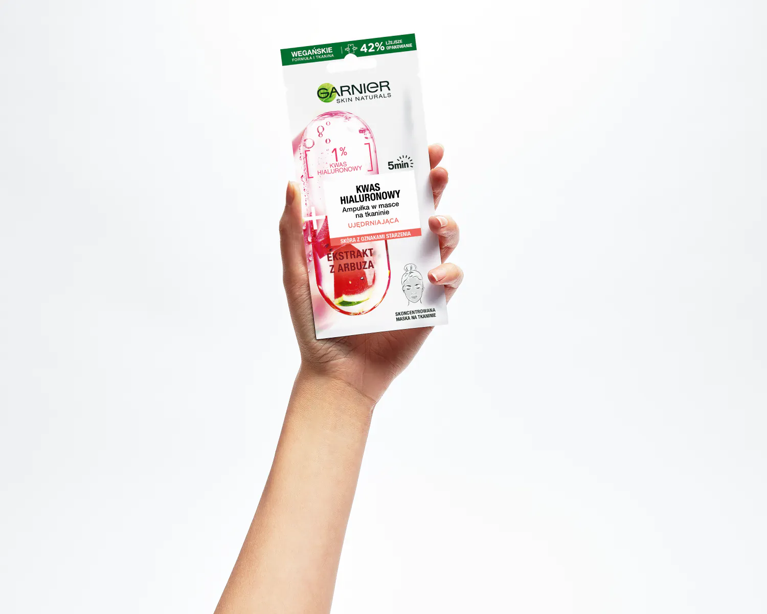 Garnier Skin Naturals Ampułka w Masce na tkaninie Ujędrniająca z kwasem hialuronowym i Ekstraktem z Arbuza