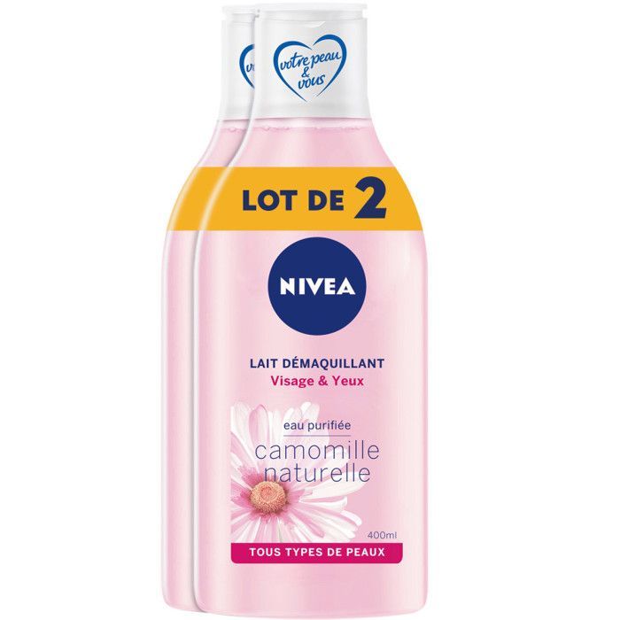 Latte detergente viso e contorno occhi alla camomilla naturale NIVEA - Confezione da 3 x 2 x 400 ml