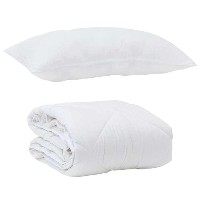 vidaXL Set copripiumino per tutte le stagioni con cuscino, 2 pezzi, in microfibra bianca, biancheria da letto di lusso, design rettangolare moderno, 3376524