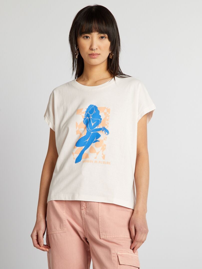 Camiseta de algodón estampada - ROSA