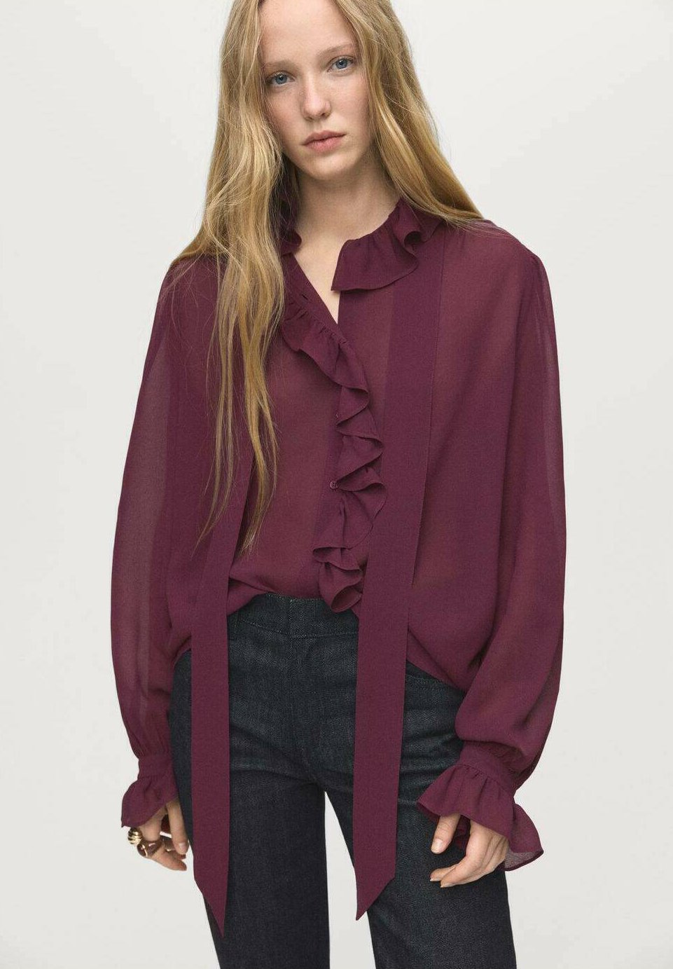 Chemisier Mango à boutons - bordeaux