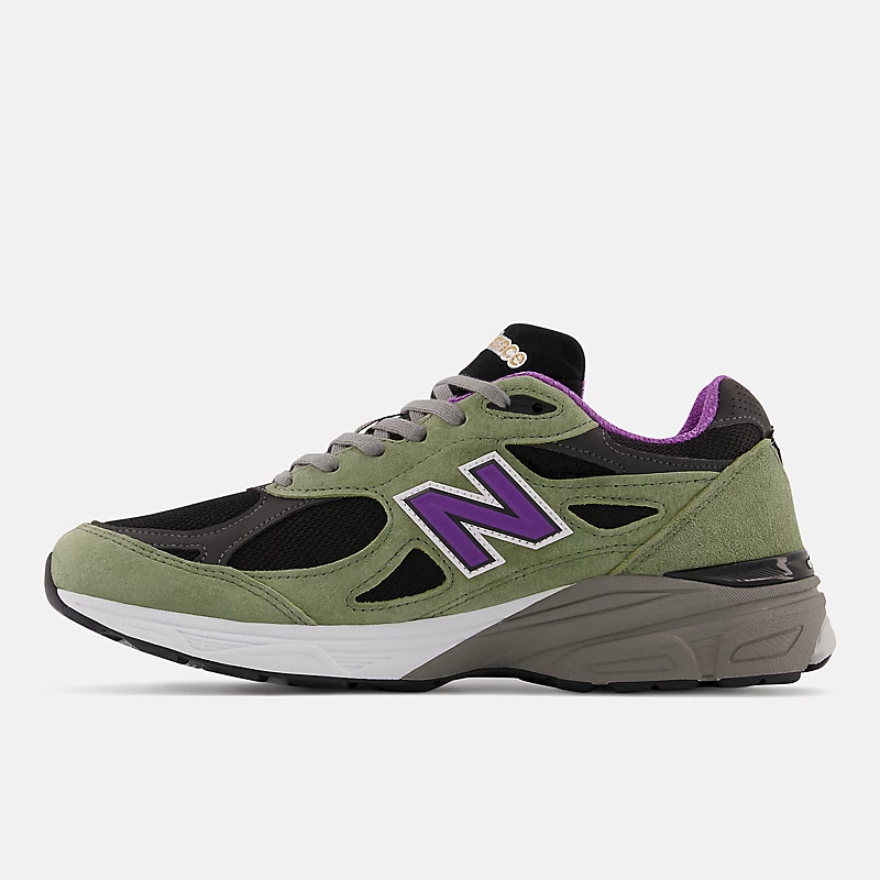Sapatos masculinos FABRICADOS nos EUA 990v3 - Folha de Oliveira com Preto