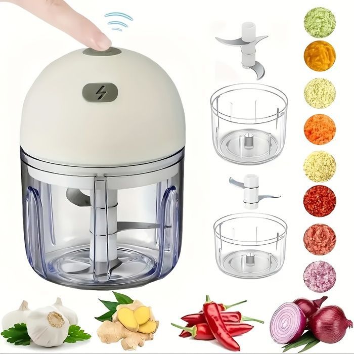 Hachoir et mixeur électrique pour bébé - 8,45 oz - Broyeur à viande portable - Hachoir à ail - Moteur 1200 RPM