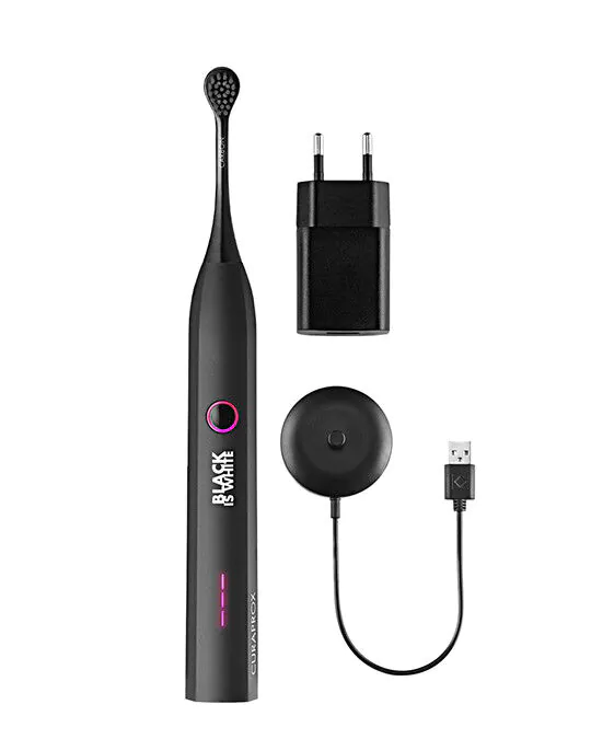 Curaprox Hydrosonic Black Is White Szczoteczka Soniczna z Główkami Węglowymi