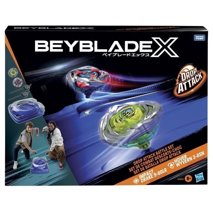 Beyblade X Set de combat Descente-choc avec arène Beystadium, 2 toupies et 2 lanceurs, dès 8 ans