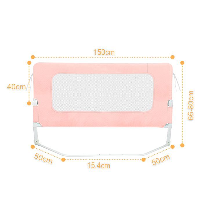 MIPAN. Barrière de Lit Bébé - Barrière de Sécurité - Adre Métallique Anti-Chute -  Tissu Respirant -150 * 66 - 80cm - Rose