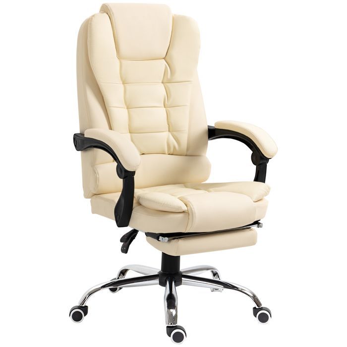 HOMCOM - Office chair - PU synthetic upholstery - 64.5x69x117cm - Cream