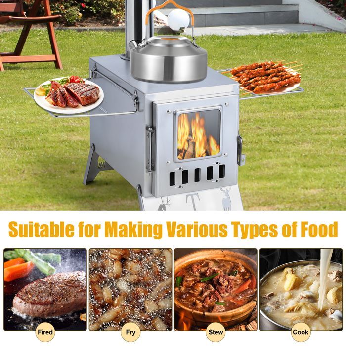FLASIDU Barbecue à Charbon de Jardin Pliant en Acier Inoxydable - Pour 2-3 Personnes - Fenêtre visible - 54x44x144cm