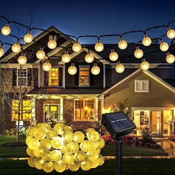 Guirnalda de luces exteriores AMOUNE de 7 m (23 pies) - Alimentación solar - 50 LED - Bolas de cristal - Resistencia al agua IP65