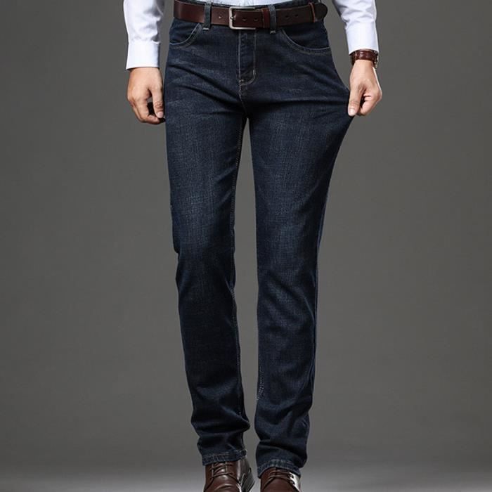 Pantalones vaqueros para hombre - FONDUPIN - Corte recto ajustado elástico - Negro