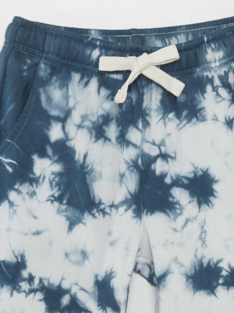 Pantalones deportivos de felpa con estampado tie-dye - AZUL