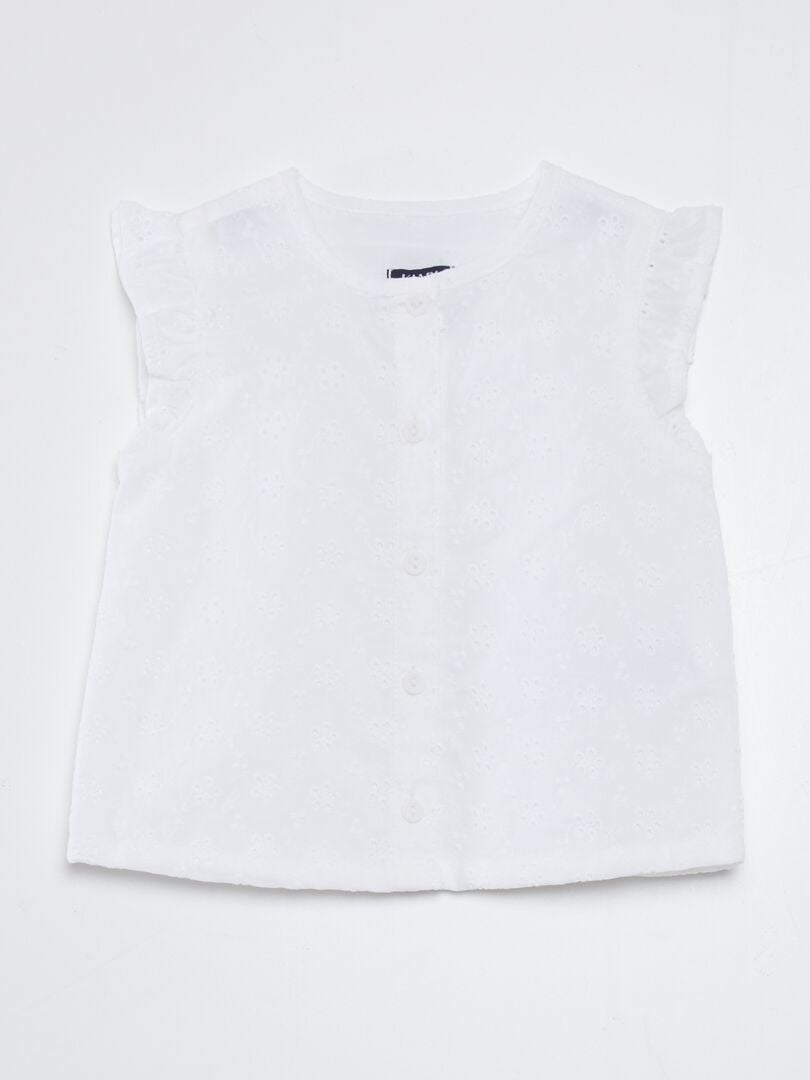 Blouse met Engelse steken - wit