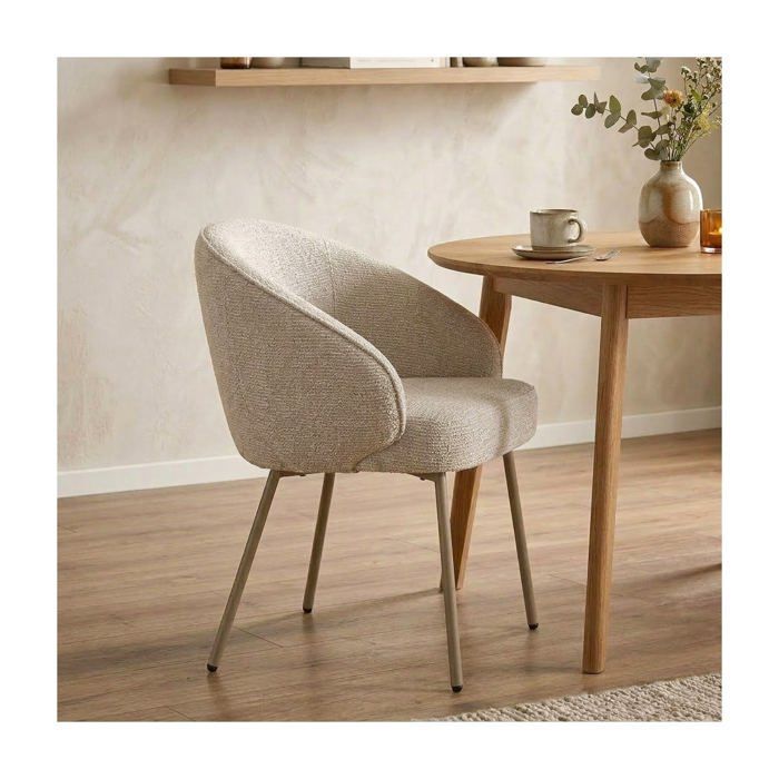 CALICOSY - Lot de 2 Chaises en tissu et pieds en métal beige H81 cm - PIA - Beige