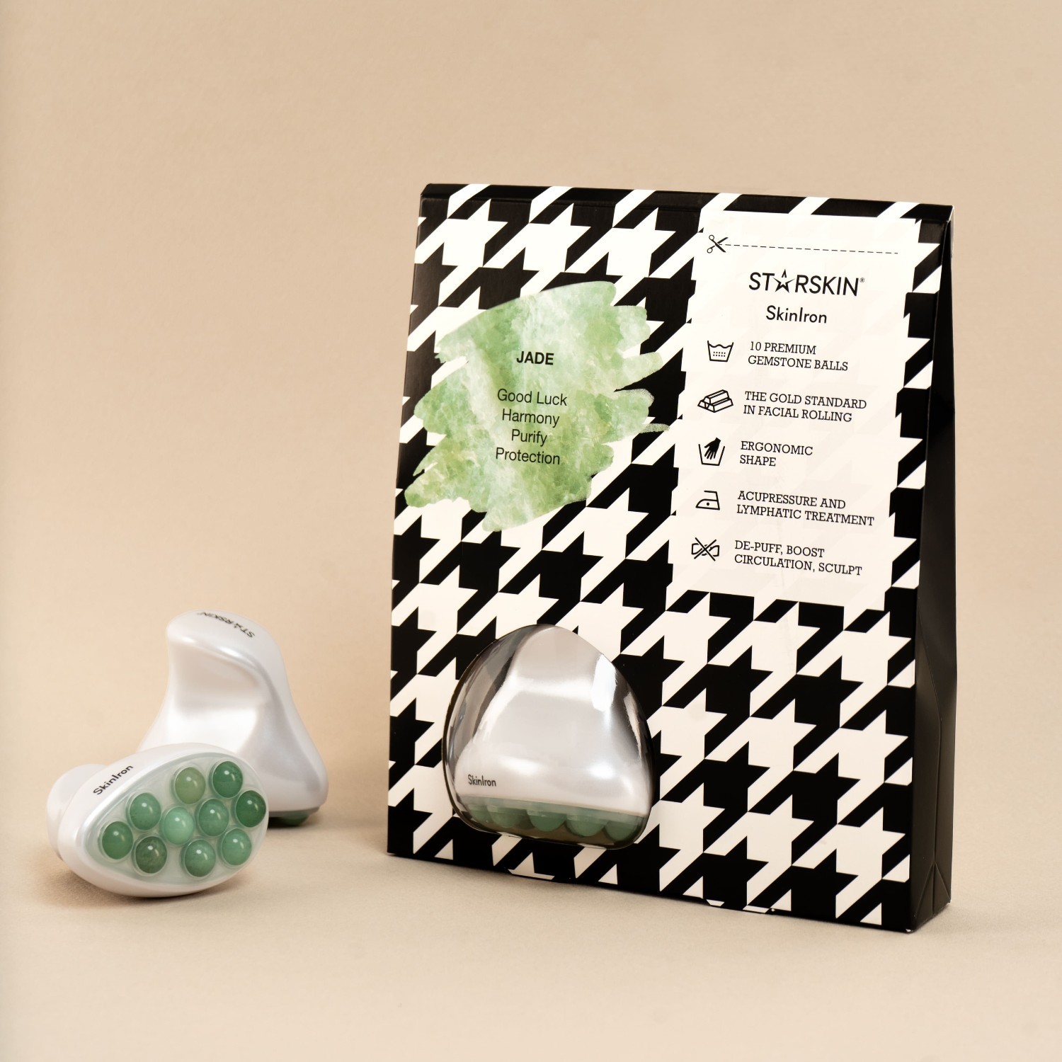 STARSKIN® veido masažuoklis „Skin Iron Face Jade“ – nefrito spalvos