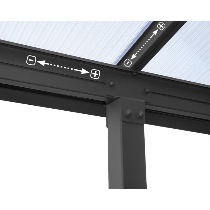 Pérgola adosada Olympia de 25,5 m² - Aluminio y policarbonato - Gris - PALRAM
