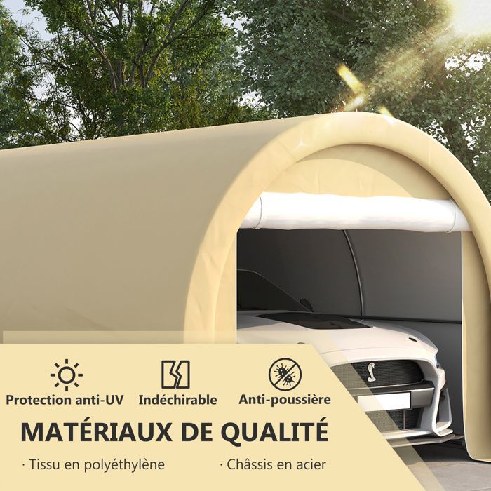 Posto auto coperto - Outsunny - 500x300x240cm - PE - beige