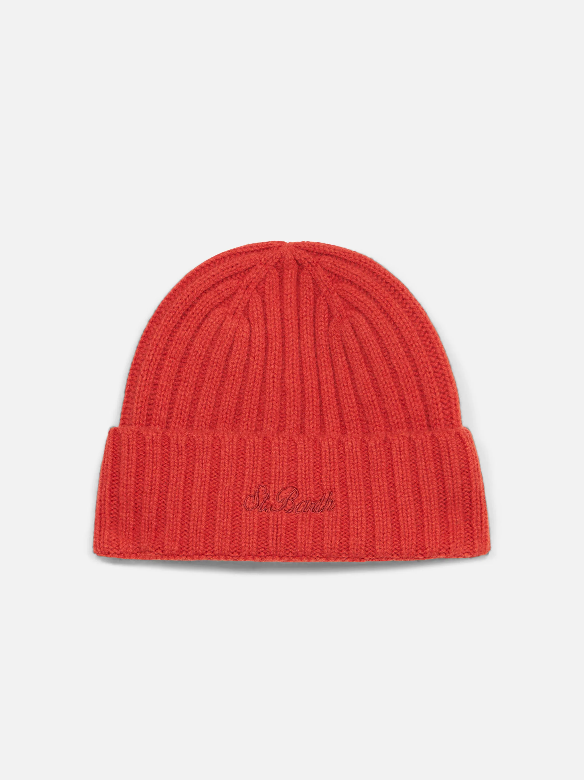 Gorro naranja de hombre con bordado de San Bartolomé