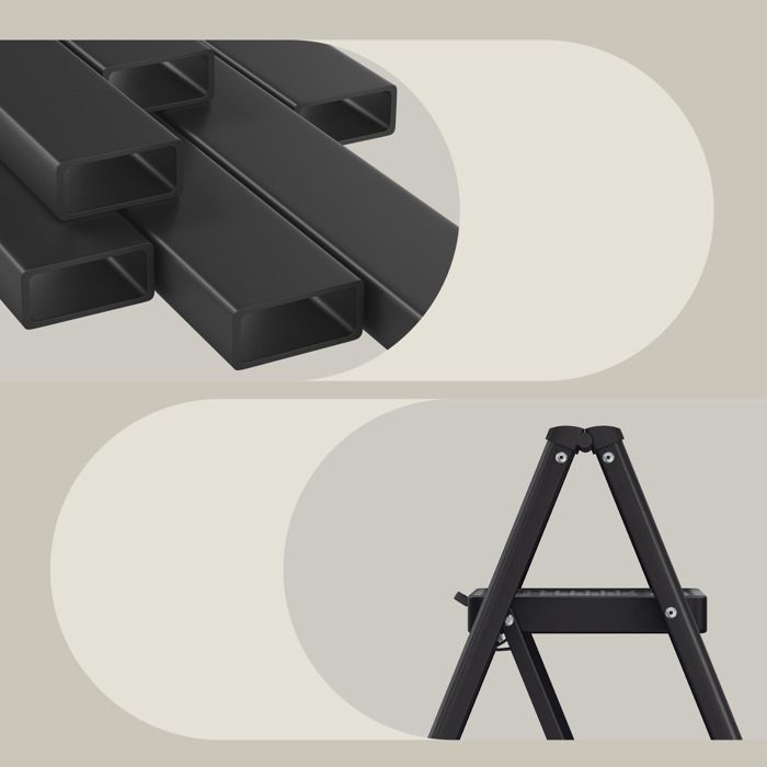 Escalera plegable de 3 peldaños, carga máxima 150 kg, para el hogar y la oficina, color negro.