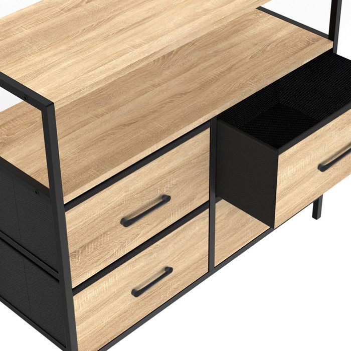 IDMARKET Commode 4 tiroirs en tissu UTAH 80 cm meuble de rangement design industriel