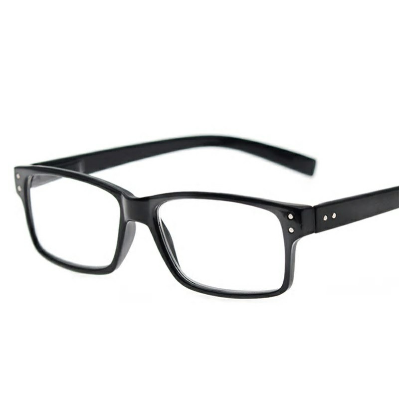 Lesebrille für Damen und Herren, rechteckiges Gestell, klare Gläser, schwarz, ultraleicht, Dioptrien