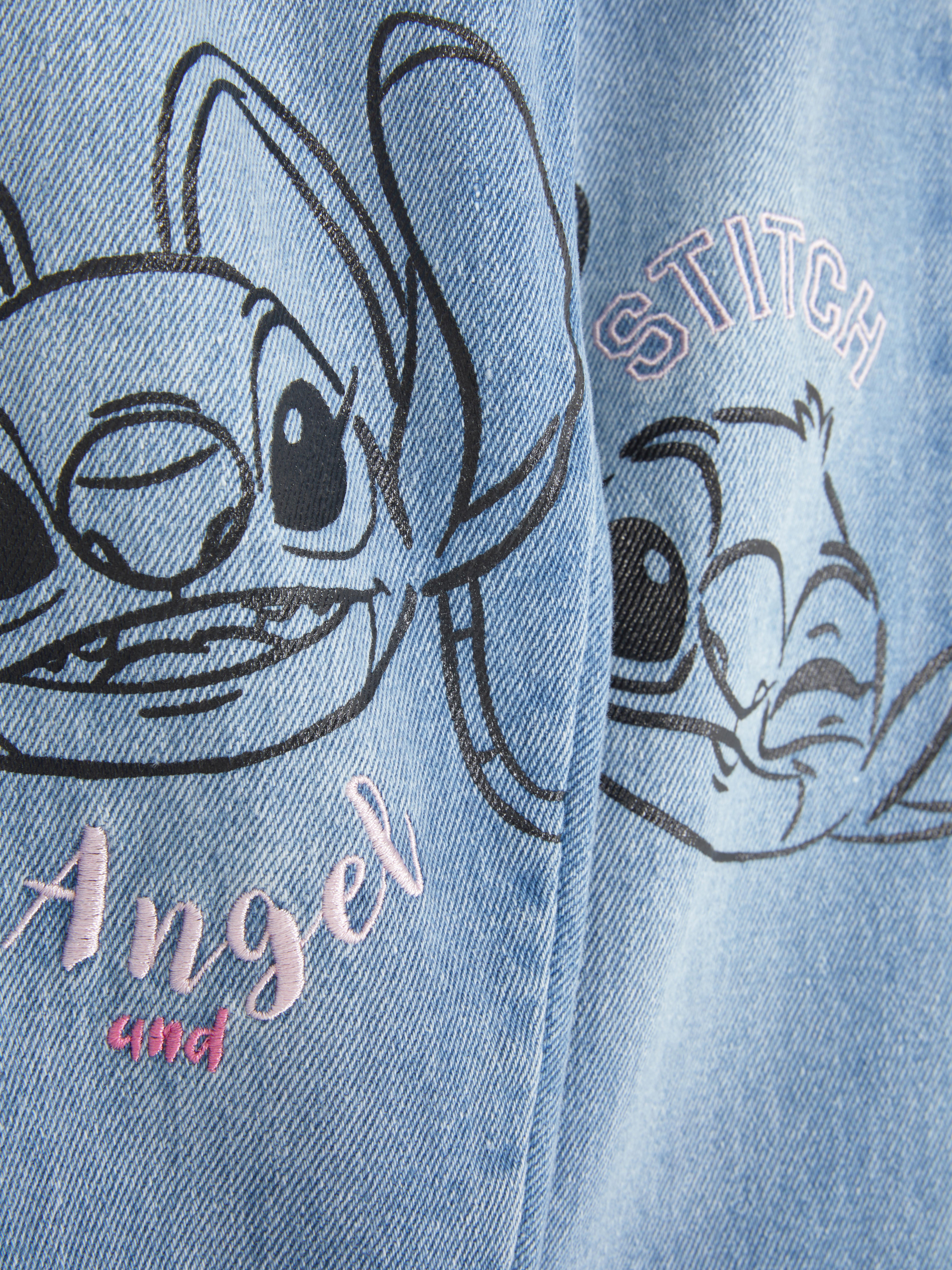 Blugi Disney Stitch Blugi Disney cu găici pentru curea, buzunare și imagini cu personaje