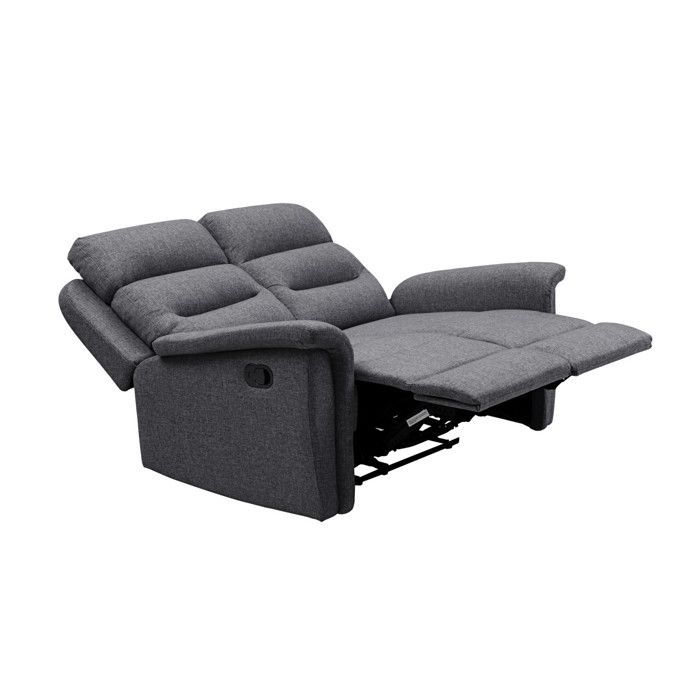 Sofá reclinável de 2 lugares LÉON em tecido cinza - Cinza escuro - L140 x P94 x A100cm - LOUNGITUDE