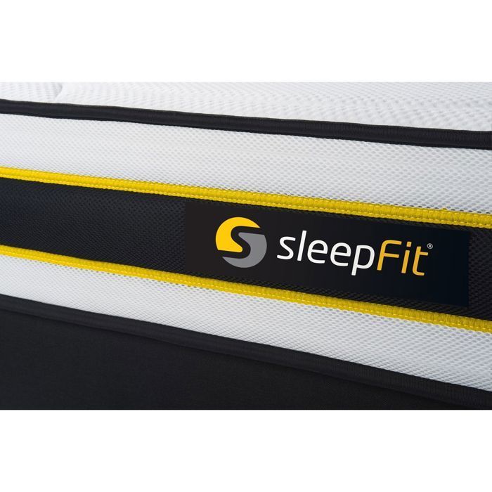 Colchón y base de cama FLEXY de 160x200 - MARCA - Negro - Muelles ensacados - Espuma viscoelástica