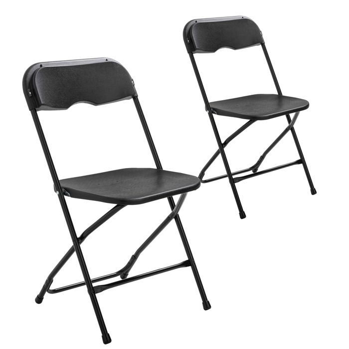 Chaises pliantes noires - Lot de 2 chaises pliables