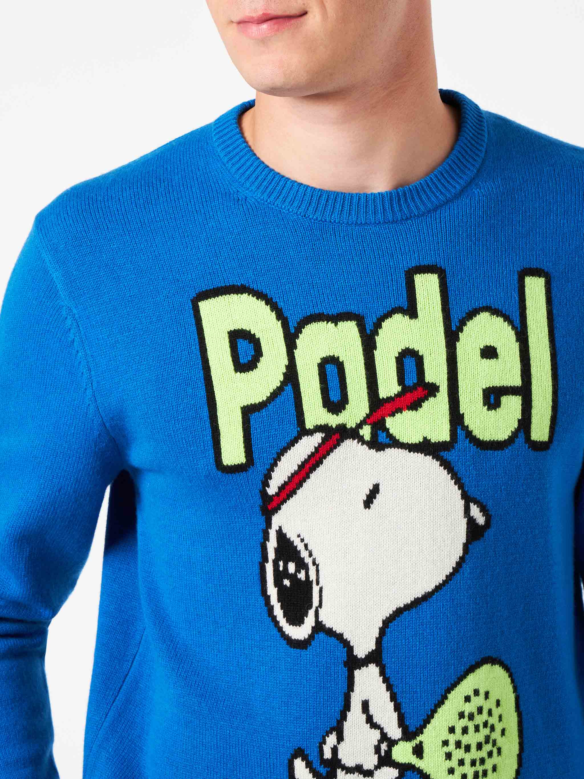 Maglione da uomo girocollo con stampa jacquard padel Snoopy | SNOOPY -