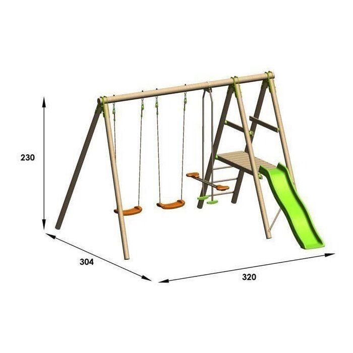 TRIGANO Aire de jeux bois 2,30 m Topwood TUTTI - 6 enfants