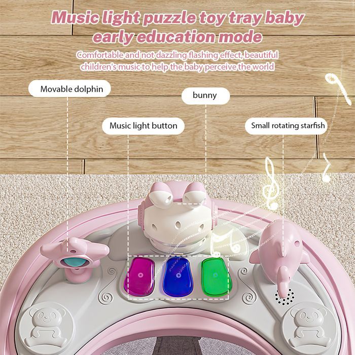 Trotteur Multifonction Trotteur bébé évolutif musical, 7 hauteurs réglables, Jouet d'éveil Pliable, Trotteur D'activité, 6-18 mois