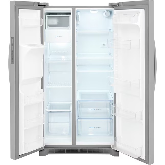 Frigidaire 25,6 köblábas, egymás melletti hűtőszekrény jégkészítővel (ujjlenyomat-taszító rozsdamentes acél) ENERGY STAR minősítésű