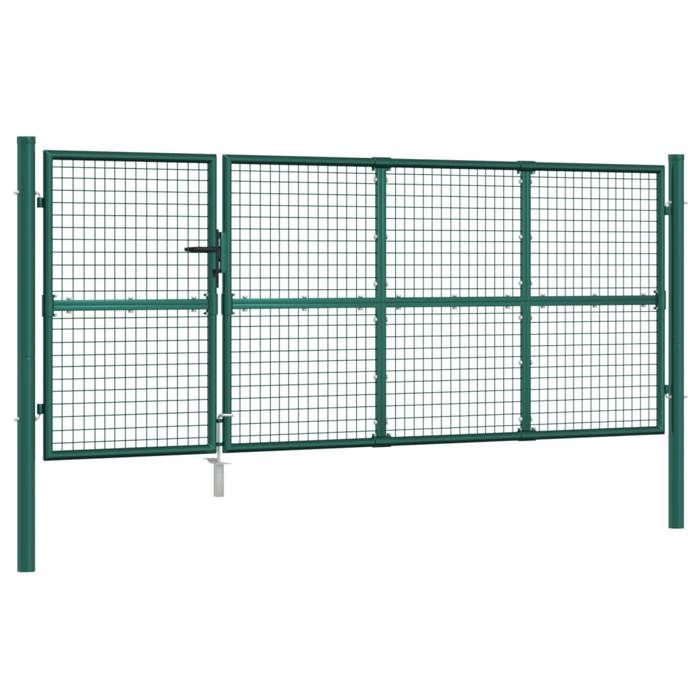 vidaXL Garden Mesh Gate, Patio Gate, Security Barrier, Outdoor Terrace Gate, Green 350x175 cm 154534