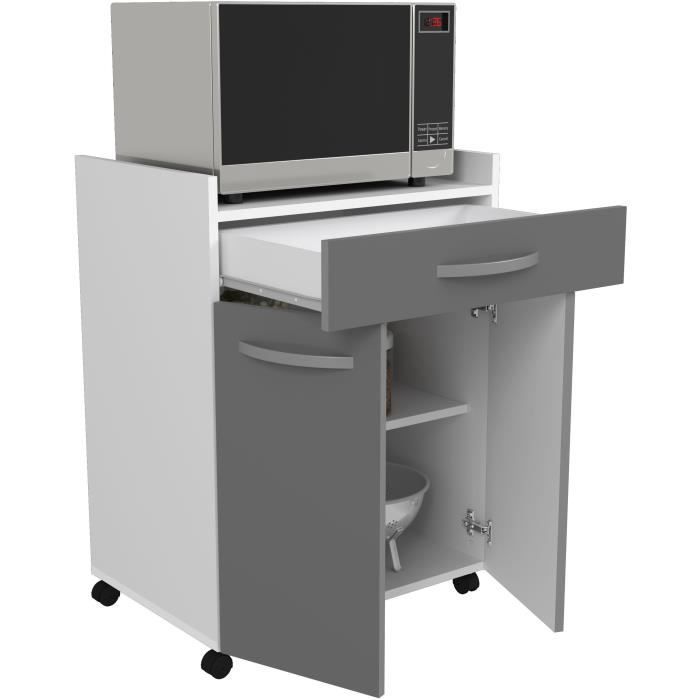OSLO Serving Cart, 60 cm - 1 Drawer and 1 Door - W 60 x D 44 x H 81 cm - Glossy Grey - EKIPA
