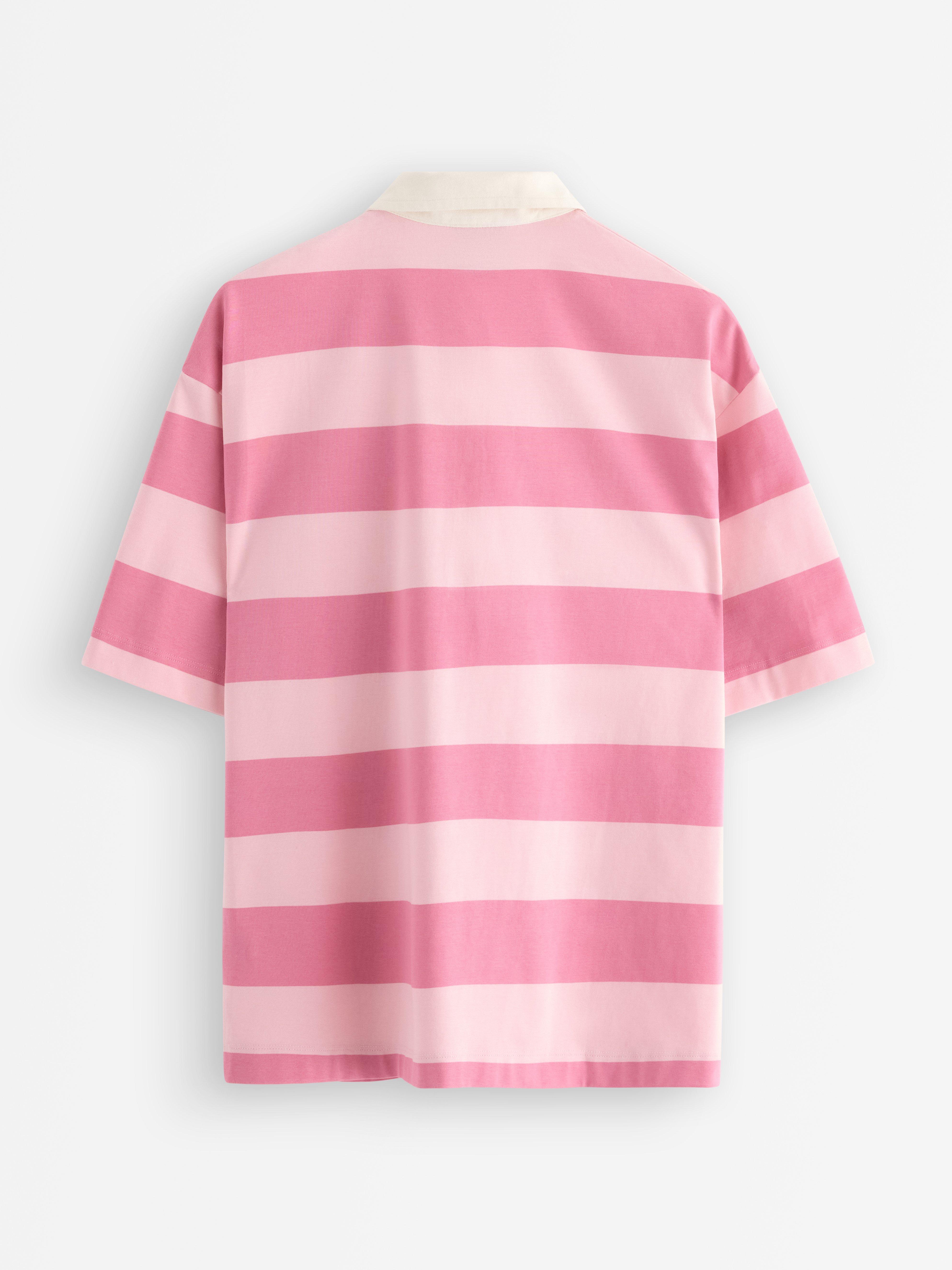 Camiseta de rugby de manga corta, color rosa claro.