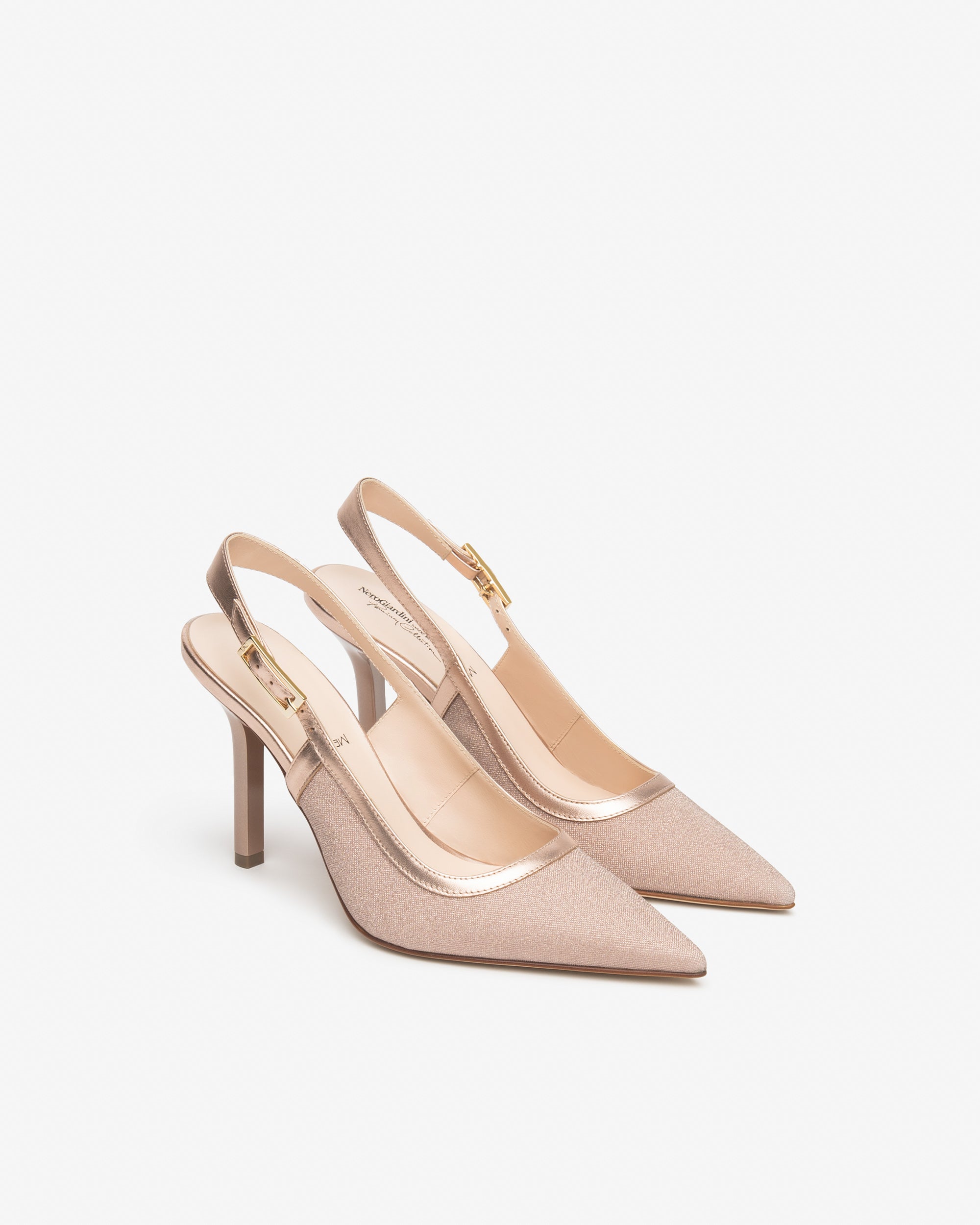  Escarpins à bride arrière pour femme en tissu et cuir