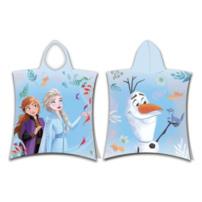 Disney - Poncho de ducha con capucha de algodón Frozen - Azul - 50 x 115 cm