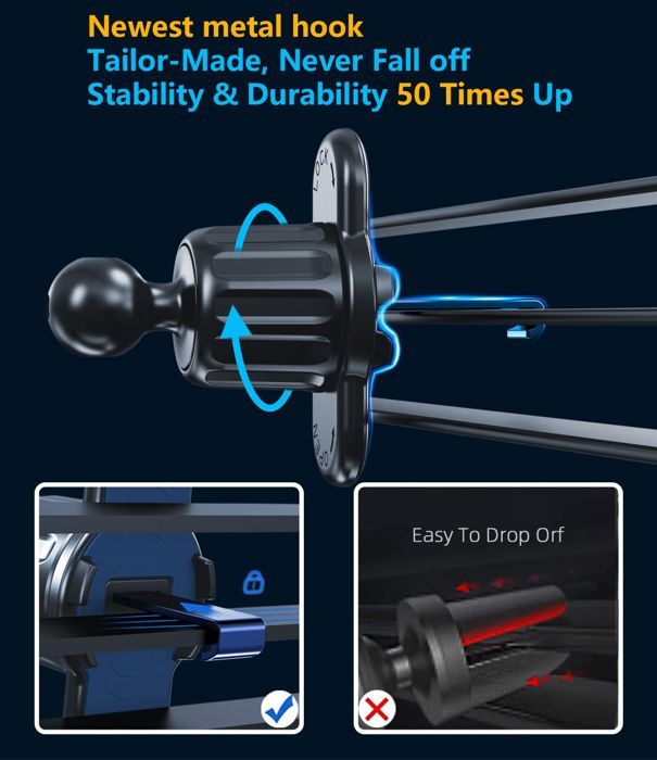 Car Phone Holder [360° Rotation] Car Phone Holder for Air Vent, Windshield & Dashboard